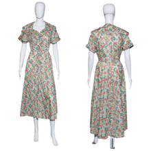 Load image into Gallery viewer, 1950&#39;s Green and Pink Hashmark Day Dress - Size S
