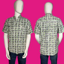 Load image into Gallery viewer, Short sleeve button up with 1980's geometric scribble print on a mannequin
