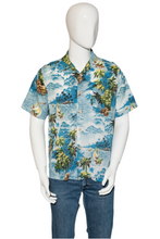 Load image into Gallery viewer, 1980&#39;s Blue and Green Hawaiian Shirt Size M/L
