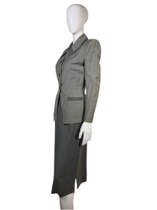 1940's Two Tone Gray Switzer's Skirt Suit Size S