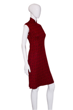 Load image into Gallery viewer, 1960&#39;s Red and Black Knit Cheongsam Asian Cut Dress Size M
