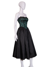 Load image into Gallery viewer, 1980&#39;s Taffeta and Lace Strapless Gunne Sax Party Dress Size XS
