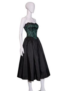 1980's Taffeta and Lace Strapless Gunne Sax Party Dress Size XS