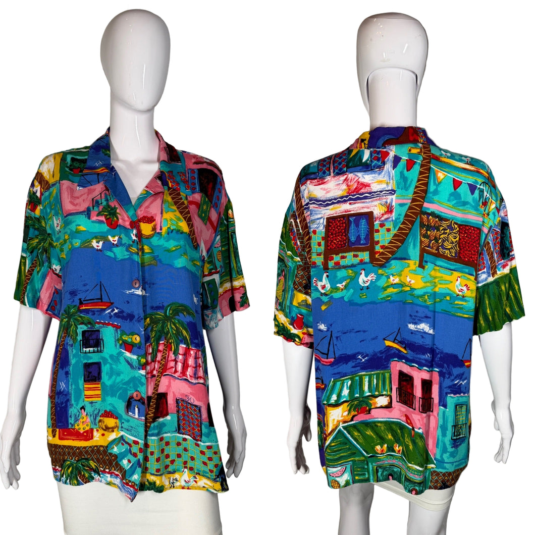 1980's Vacation Blouse - Size L/XL