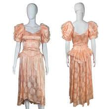 Load image into Gallery viewer, 1980's Peach Brocade Formal Dress Size XS
