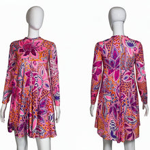 Load image into Gallery viewer, Colorful patterned dress on a mannequin against a plain background
