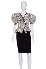 Load image into Gallery viewer, 1980&#39;s Sassy Black and White Skirt Suit Size S

