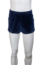 Load image into Gallery viewer, 1970&#39;s Navy Blue Velour Track Shorts Size S/M
