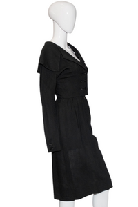 1950's Black Richard Cole Wiggle Day Dress Size S
