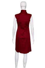 Load image into Gallery viewer, 1960&#39;s Red and Black Knit Cheongsam Asian Cut Dress Size M
