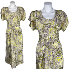 Load image into Gallery viewer, 1940’s Chartreuse Rayon day Dress Size S/M
