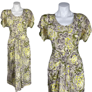 1940’s Chartreuse Rayon day Dress Size S/M