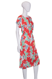 1980's Abstract New Wave Cotton Dress Size S/M