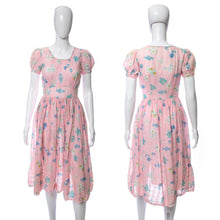 Load image into Gallery viewer, 1940&#39;s Pink and Blue Floral Print Knee Length Dress Size S
