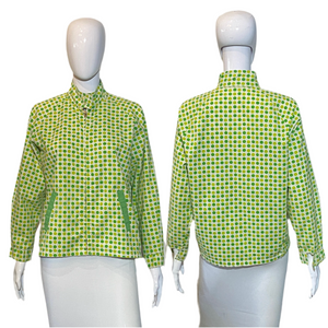 1960's "Di Fini" Two-Tone Green Polka Dot Cotton Jacket - Size L