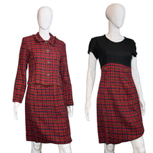 Load image into Gallery viewer, 1990&#39;s Red Plaid Tweed Dress and Jacket Duo - Size M

