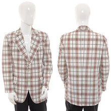 Load image into Gallery viewer, 1970&#39;s Ohrbach&#39;s White and Brown Plaid Suit Jacket Size M
