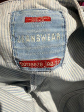 Load image into Gallery viewer, 1990s Denim Railroad Stripe Vest Romper – Squeeze Jeans – Size M
