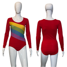 Load image into Gallery viewer, 1970&#39;s Red Rainbow Striped Leotard - SIze S
