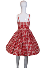 Load image into Gallery viewer, 1950&#39;s Red and White Cotton Summer Party Dress Size S
