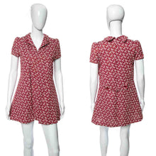 Load image into Gallery viewer, 1960&#39;s Cat Print Mini Dress and Vest Duo Size S
