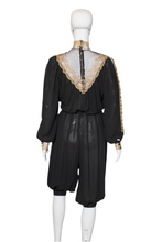 Load image into Gallery viewer, 1970&#39;s Black and Gold Victorian Style Jumpsuit Size M/L
