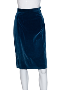 1940's Blue Velvet Skirt Suit - Size XS
