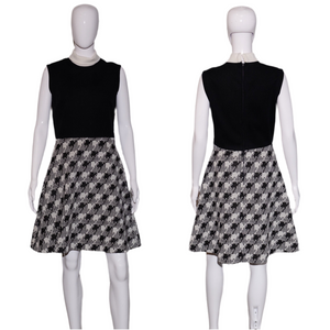 1960's Knit Houndstooth Sleeveless Day Dress Size S/M