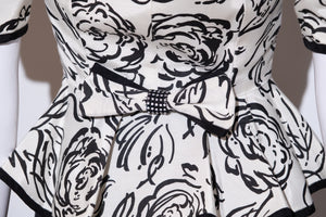 1980's Sassy Black and White Skirt Suit Size S