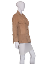 Load image into Gallery viewer, 1980&#39;s Deadstock Sasson Tan Suede Fringe Jacket Size S
