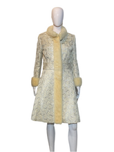 Load image into Gallery viewer, 1960&#39;s Silver and White Mink Trimmed Brocade Dress/Coat Combo - Size L
