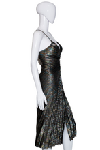 Load image into Gallery viewer, 1970&#39;s Rainbow Lamé Pleated Cocktail Dress - Size XS
