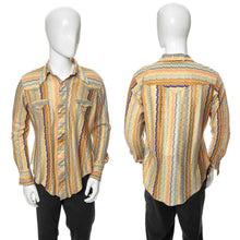 Load image into Gallery viewer, 1970&#39;s Multicolor Psychedelic Print Western Shirt Size L
