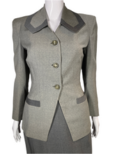 Load image into Gallery viewer, 1940&#39;s Two Tone Gray Switzer&#39;s Skirt Suit Size S
