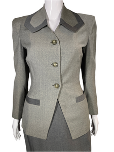 1940's Two Tone Gray Switzer's Skirt Suit Size S