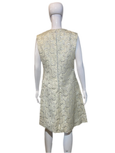 Load image into Gallery viewer, 1960&#39;s Silver and White Mink Trimmed Brocade Dress/Coat Combo - Size L
