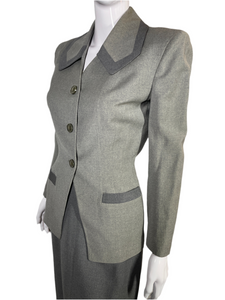 1940's Two Tone Gray Switzer's Skirt Suit Size S