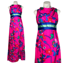 Load image into Gallery viewer, 1960’s Neon Floral Suzy Perette Gown Size M

