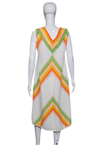 1970's Chevron Striped Summer Dress - Size L