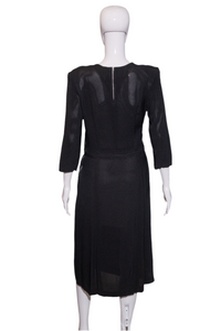 1940's Black Rayon Sequined Evening Dress Size M