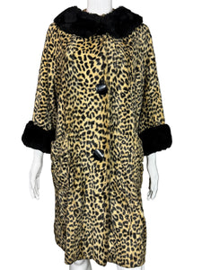 1960's Faux Leopard Coat - Size M/L