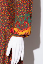 Load image into Gallery viewer, 1970&#39;s Autumn Hippie Floral Dress Size M
