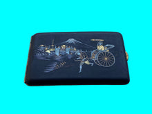 Load image into Gallery viewer, 1950’s Japanese Amita Mt Fuji Rickshaw Damascene 24K Gold Inlay Cigarette Case
