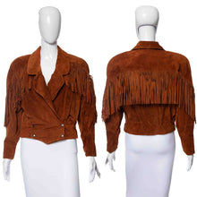 Load image into Gallery viewer, 1980&#39;s Brown Suede and Fringe Detail Jacket Size M
