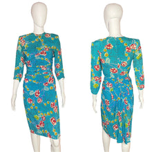 Load image into Gallery viewer, 1940’s Patricia Fair Teal and Maroon Rayon Dress Size XS
