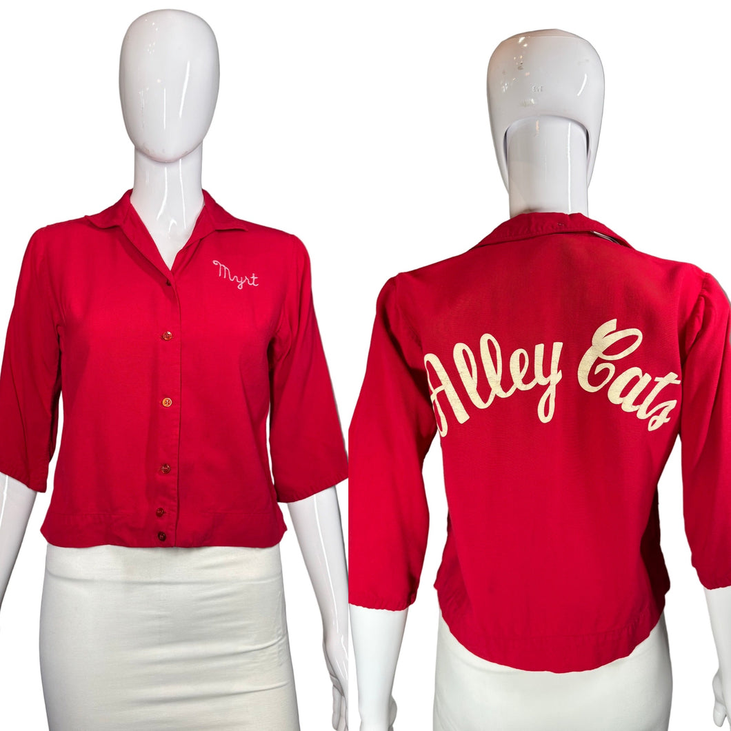1950's Myrt's Alley Cat Bowling Shirt - Size S