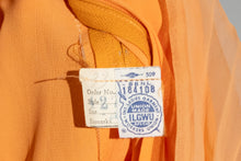 Load image into Gallery viewer, 1960&#39;s Pleated Orange Chiffon Party Dress Size S
