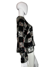 Load image into Gallery viewer, 1980&#39;s Silver and Black Checkered Sequin Sweater - Size M/L
