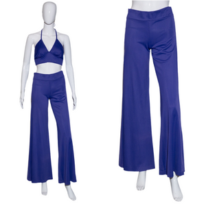 1970's Purple Polyester Halter Top Disco Duo Size S