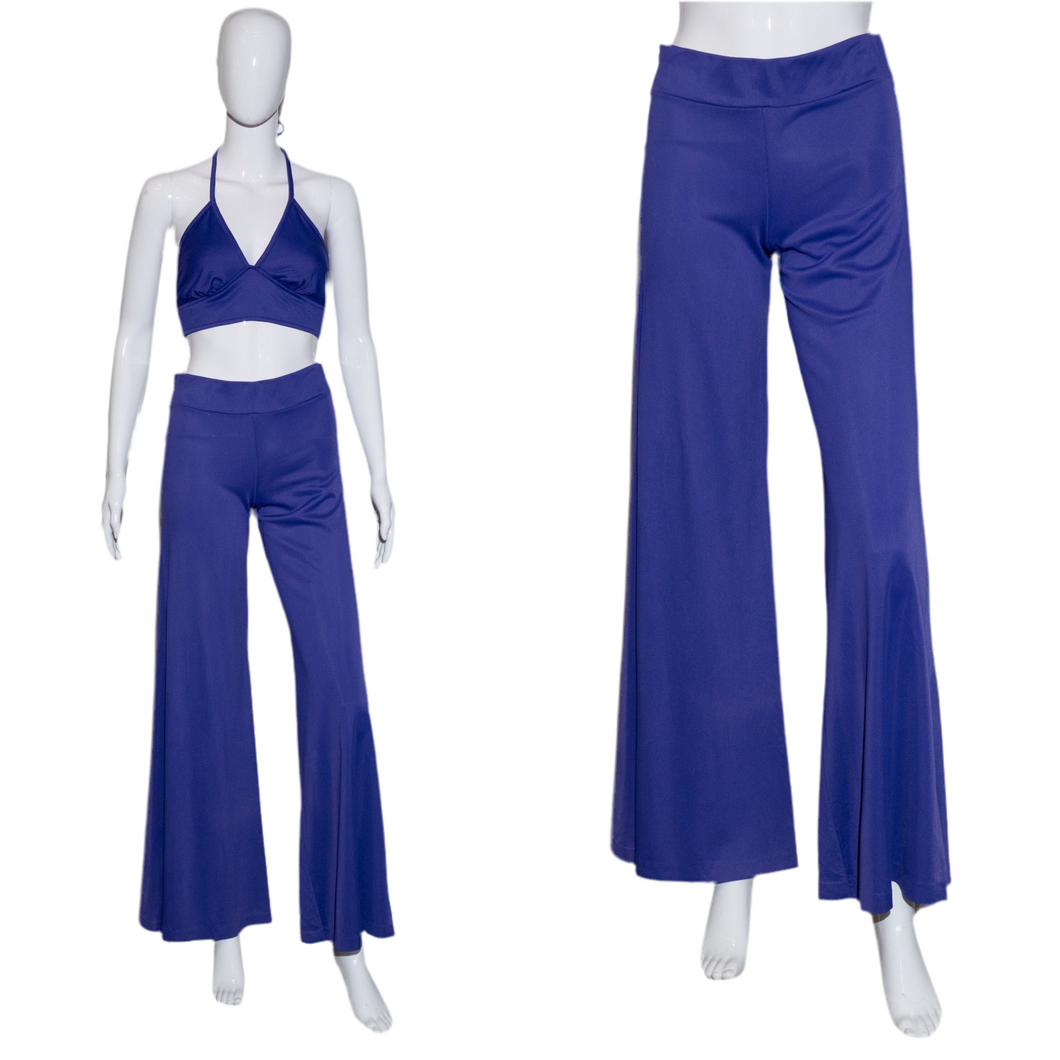 1970's Purple Polyester Halter Top Disco Duo Size S